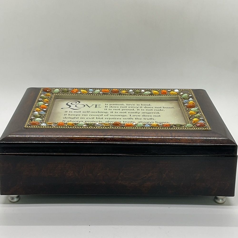 Decorative Wooden Jewelry Box with Colorful Accents